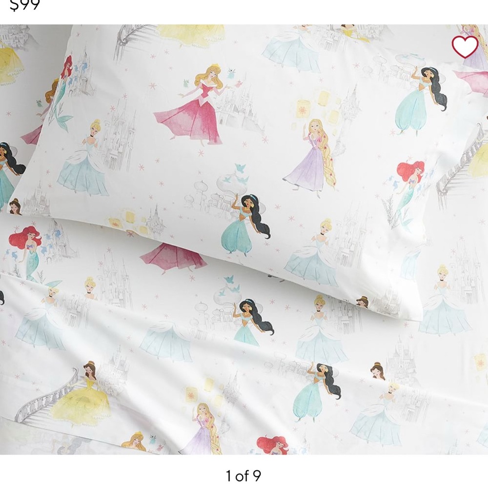 Two Pottery Barn Disney Princess Sheet Sets